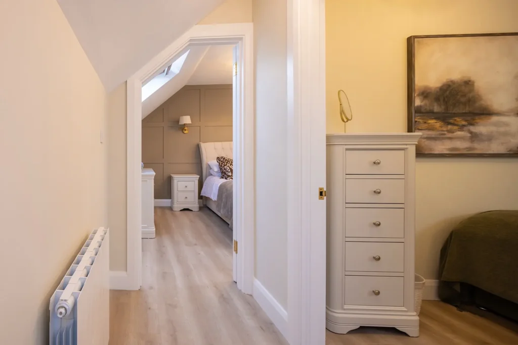 Hallway connecting the bedrooms at Tower Lodge