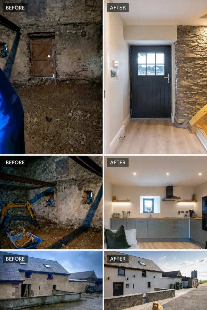 Tower Lodge before and after restoration