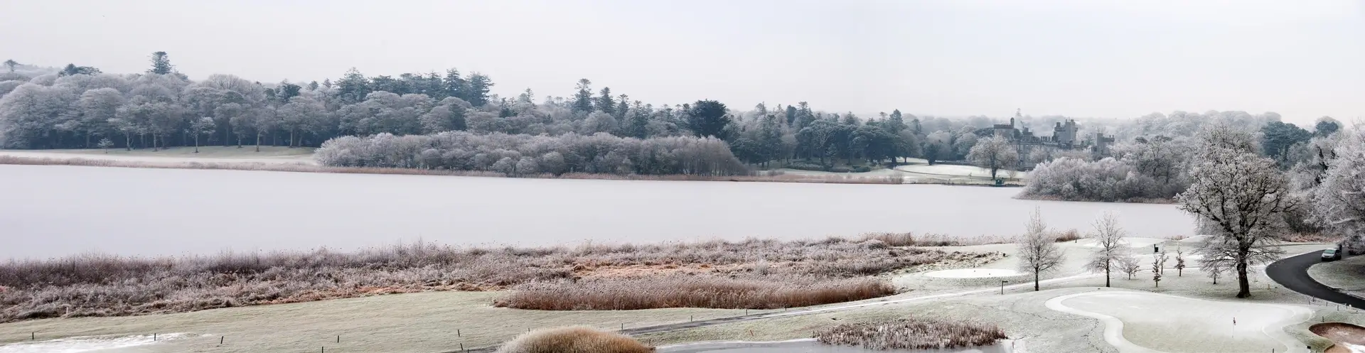 Frost-covered Irish countryside on a winter morning